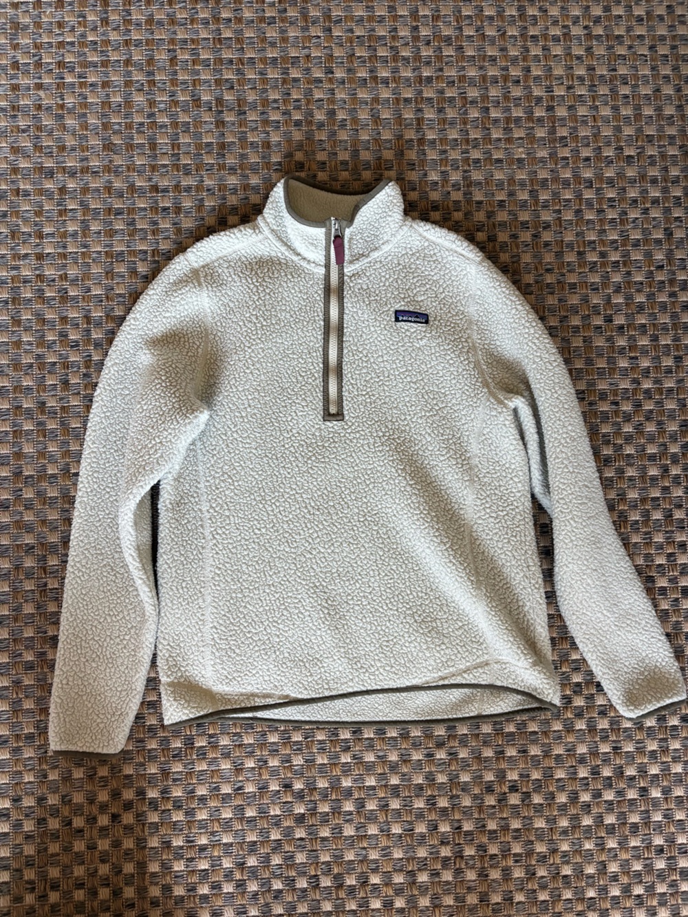Patagonia Cream Sherpa Quarter-Zip Turtleneck Pullover